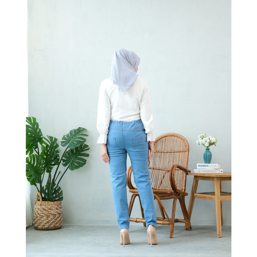 Momiasi - Celana Hamil Jeans Denim Strech Jumbo Maternity Pants Office Fashion Wanita Bumil Premium