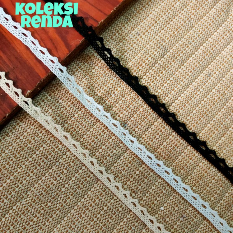 renda rajut lebar 1cm, renda rajut 1cm ( per roll 15yard)
