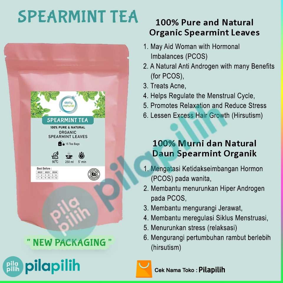 

87T Pure Organic Spearmint Tea, Teh Daun Spearmint Natural Alami, Bantu Seimbangkan Hormon Wanita PCOS♪™ (Ready Stok)Murah banget ♪