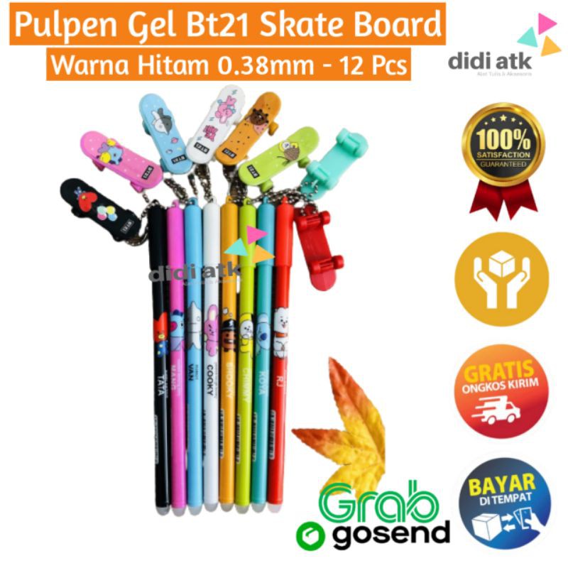 

Pulpen Karakter Gantungan Skateboard BTS 12pcs