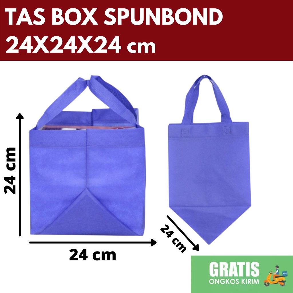 

TAS SPUNBOND BOX 24x24x24 cm GOODIEBAG HANDLE BIRU TUA /Tas Belanja