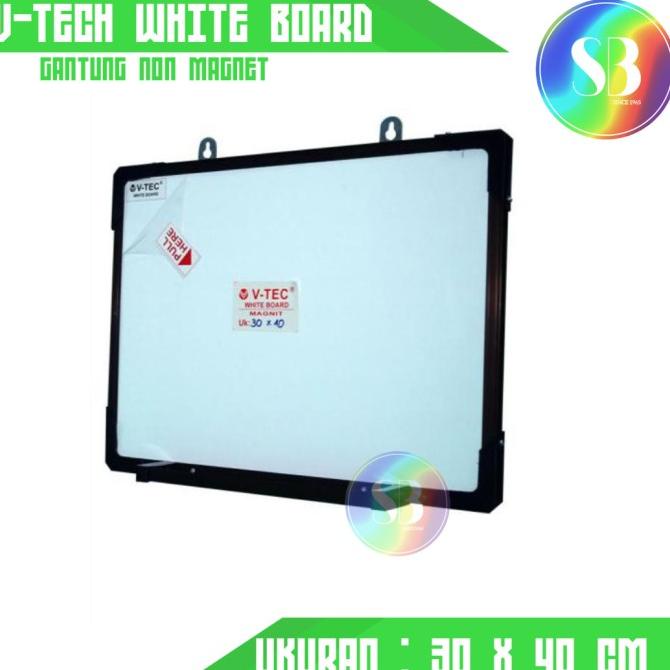 

~^~^~^] Papan Tulis Gantung Whiteboard Vtech Gantung Non Magnetic 30 x 40 CM