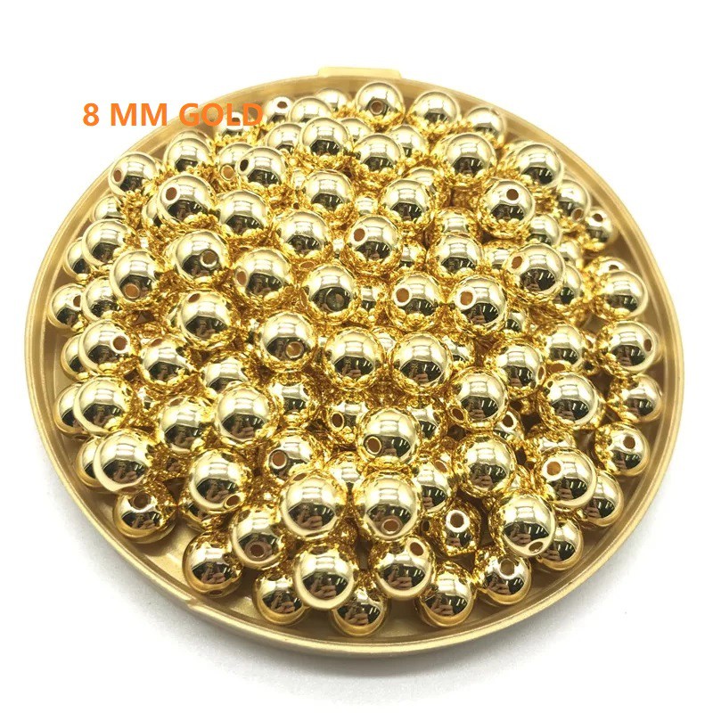 Mote bulat gold &amp; silver uk.3mm-8mm /pon