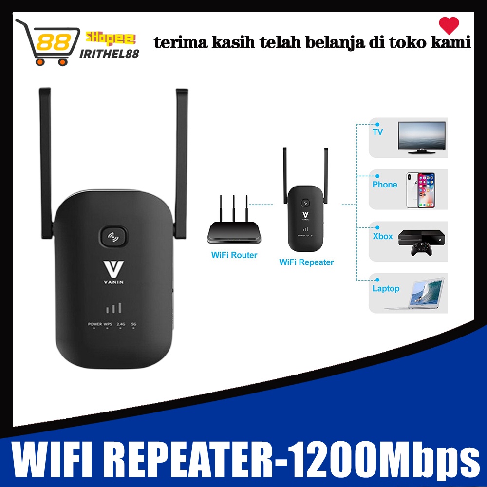 5G Wi-Fi Reapeter Amplifier WiFi Range Extender Signal Amplifier Wireless Wifi Amplifier Penguat Sinyal Wifi with 2 Antenna