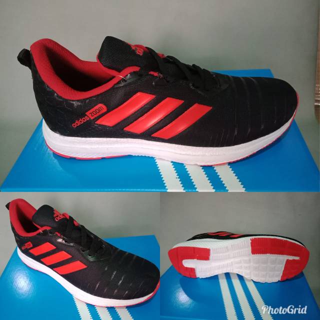 Sepatu Adidas Zoom Running Hitam Merah Original