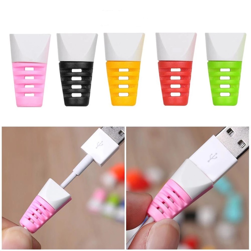 2 Pcs Pelindung Kabel Data / Charger / USB Anti Putus Warna-Warni