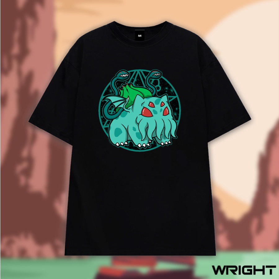 Áo thun unisex pokemon xanh hoạt hình ngộ nghĩnh hình in trước ngực wright