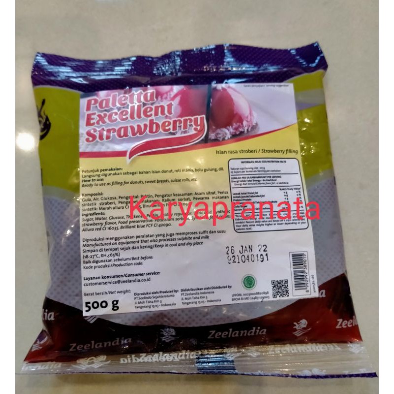 Selai strowbery palletta 500g zeelandia paletta