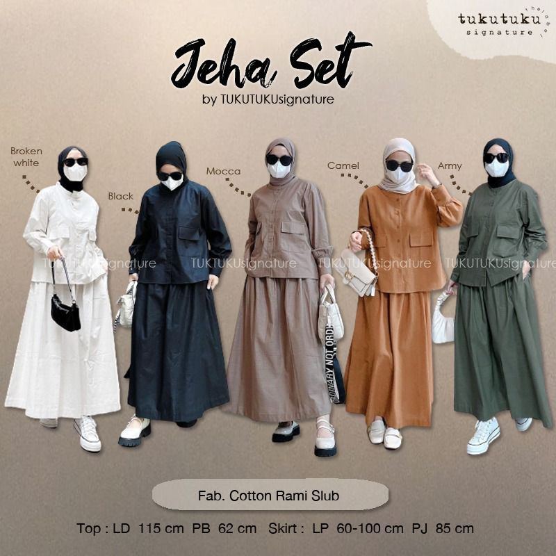 SET WANITA | SETELAN ROK JEHA SET | COTTON RAMI SLUB