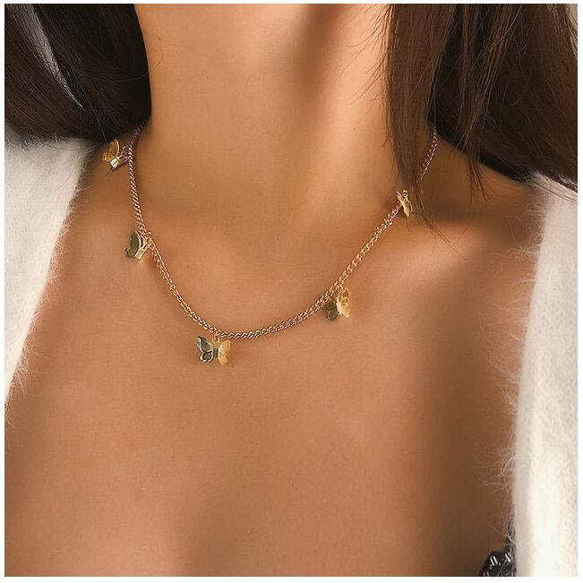 [✅READY STOCK] Kalung Liontin Kupu Anti Karat Rantai Klavikula Logam Kalung Geometris Fashion  Penjualan Panas Mode