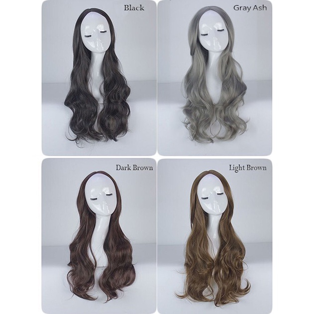 Wig Rambut Cewek Panjang Bergelombang Warna Natural High Quality Wig Women's Curly Hair