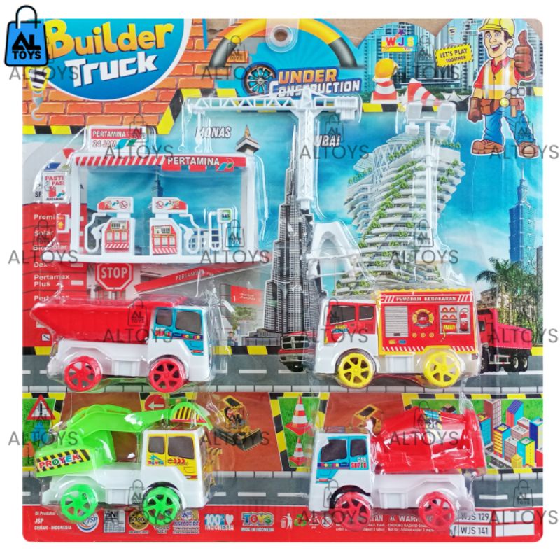 Mainan Konstruksi Set Isi 4-6pcs Tower Crane The Builder - Mobil Truk Konstrusi Alat Berat