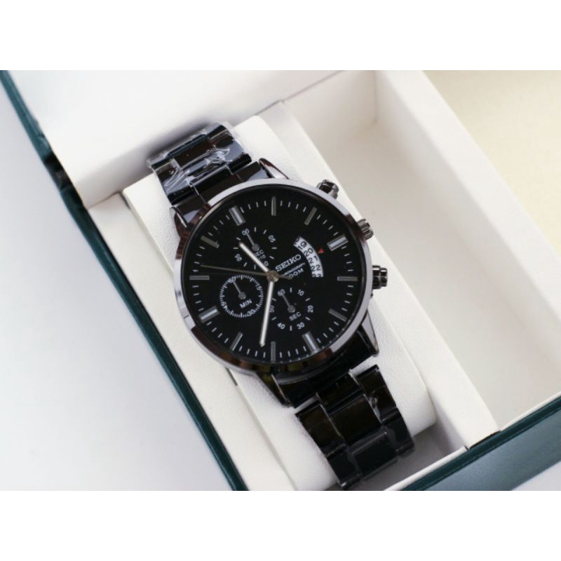 holypopshop ready jam tangan rantai pria / laki-laki Seiko sabit chrono variasi RX1533-KW tanggal ak