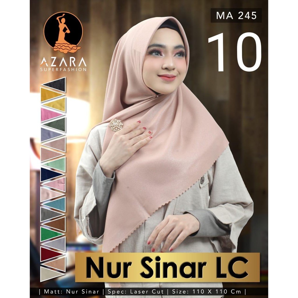 Hijab Segiempat Azara Nur Sinar Gliter / Jilbab Kondangan /  Hijab Segiempat Polos Luxury Premium Gl