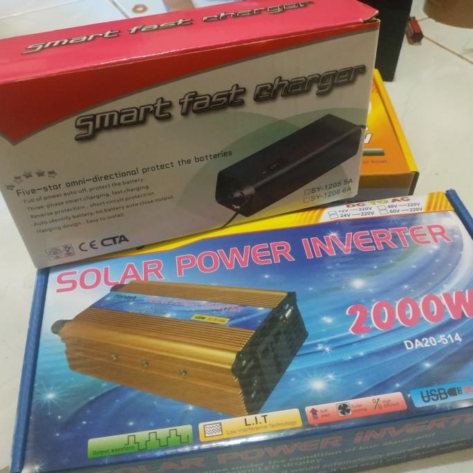 Power Inverter 2000 Watt Plus Smart Fast Charger Aki 5 Ampere /1 Paket Terlaris
