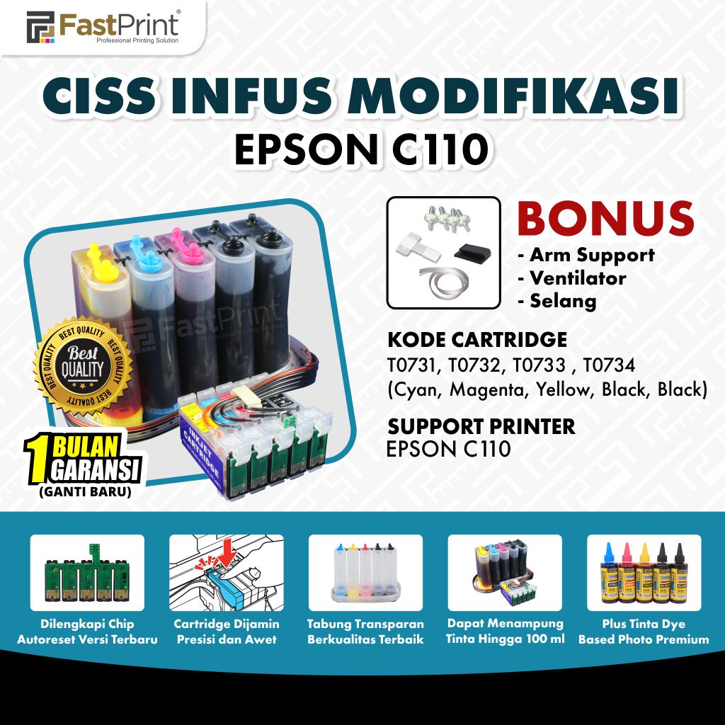 Fast Print Ciss Infus Modif Printer Epson C110 Plus Tinta