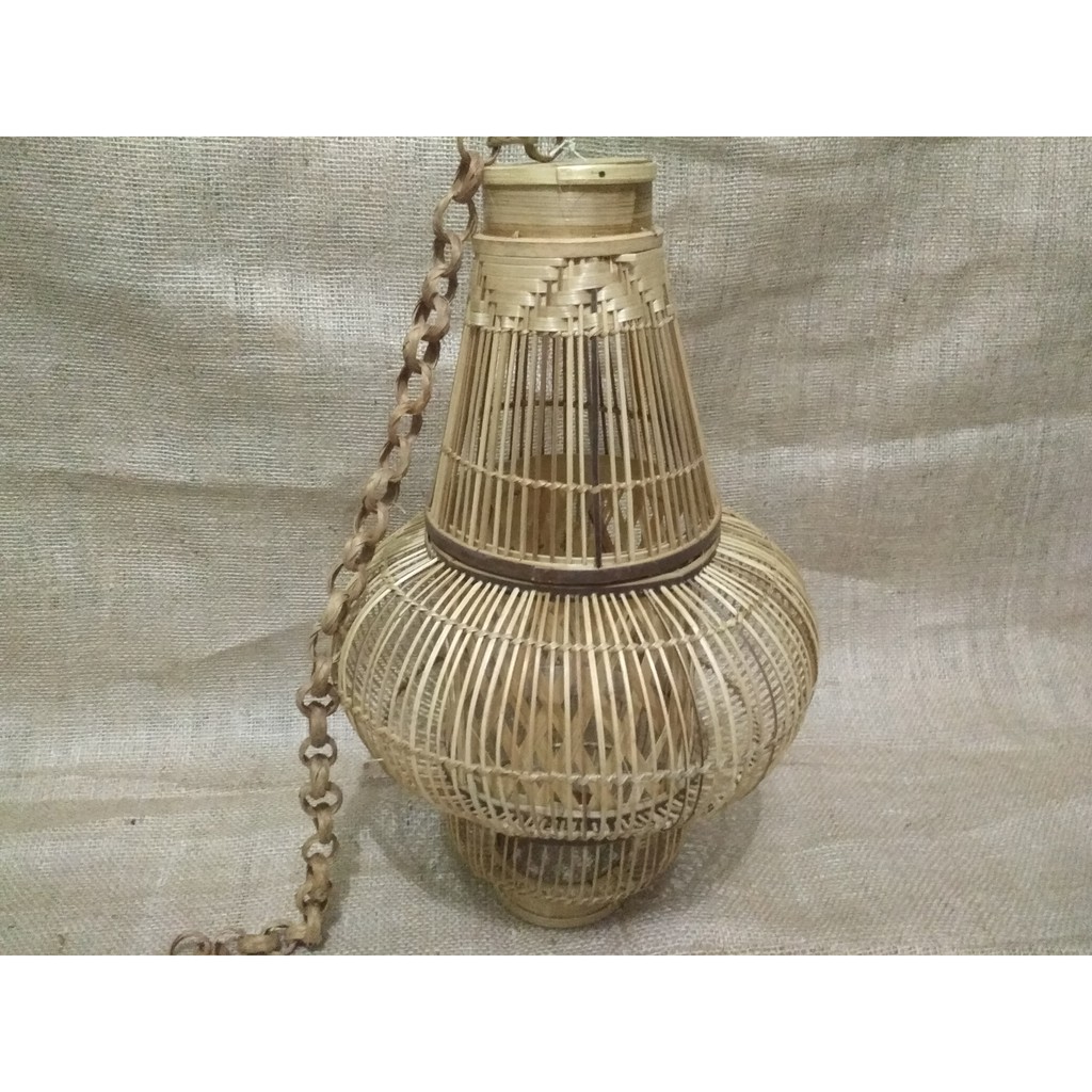 Kap Lampu Gantung Bambu Ruji Bulat Klasik