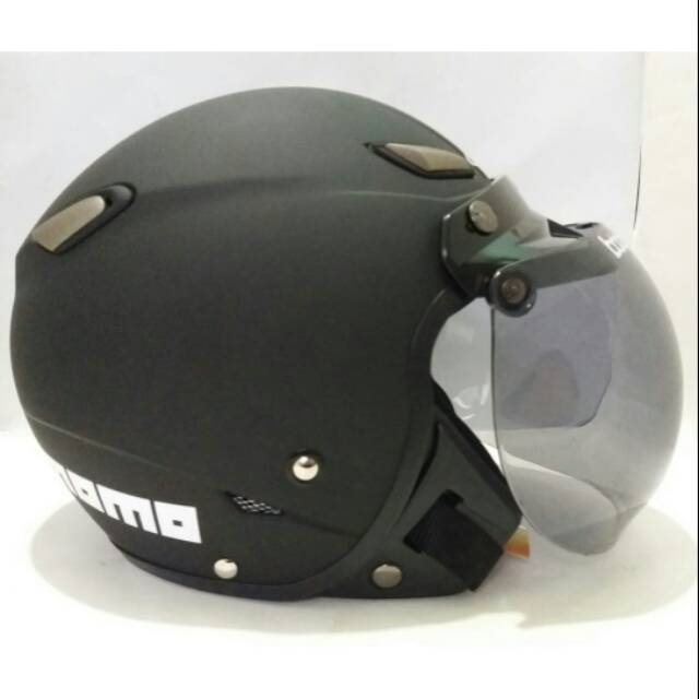 HELM BOGO RETRO JPN MOMO BLACK DOFF KACA BOGO ORI CEMBUNG