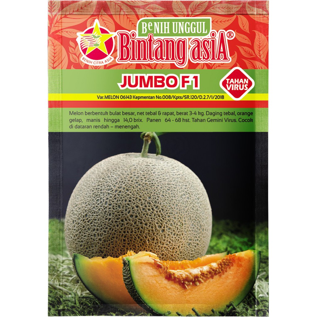 Benih Melon JUMBO F1 20 Gram - Reguler Pouch - Bintang Asia