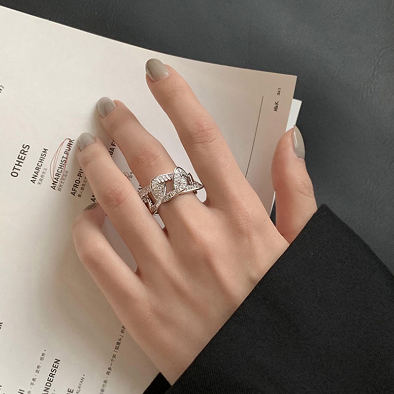 Cincin Model Terbuka Aksen Zircon Gaya Eropa Amerika