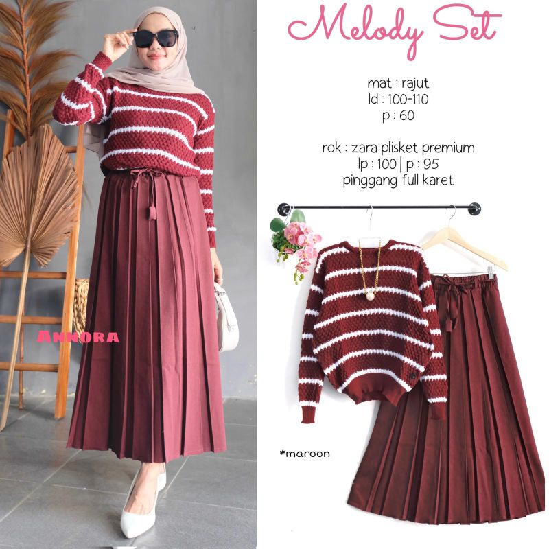 Melody set |Rajut & katun zara plisket