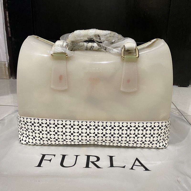TAS FURLA CANDY PVC JELLY PUTIH ORIGINAL