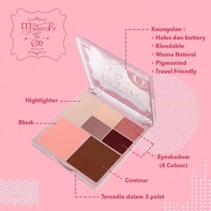 MADAME GIE To Go Face Pallete 19g | EYESHADOW PALETTE KECIL Make Up Kit