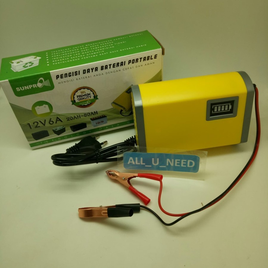 Battery Charger Sunpro 12V 6A / Casan Aki Mobil Dan Motor