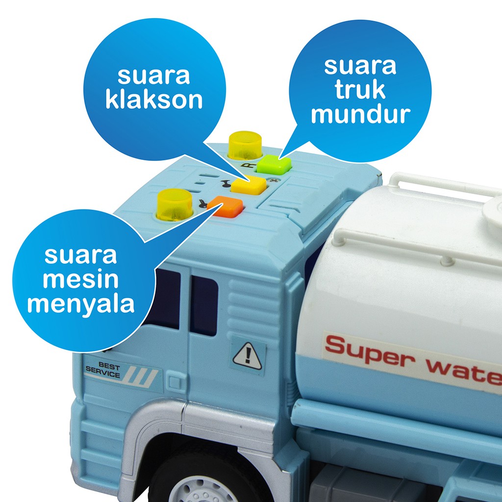 Mainan Truk Air 1:20 Spryz Citysquad dengan Mesin Friction, Lampu &amp; Suara