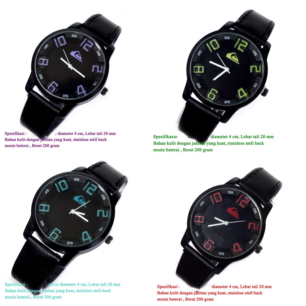 jam Kasual Pria QC Analog Kulit black