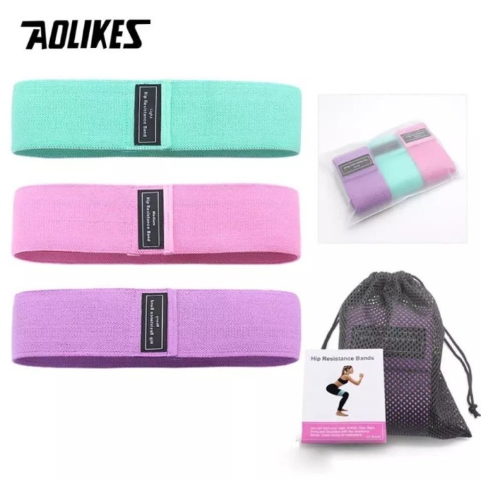 PAKET AOLIKES LEG HIP RESISTANCE BAND KAKI SUPPORT SLEEVE FITNESS YOGA