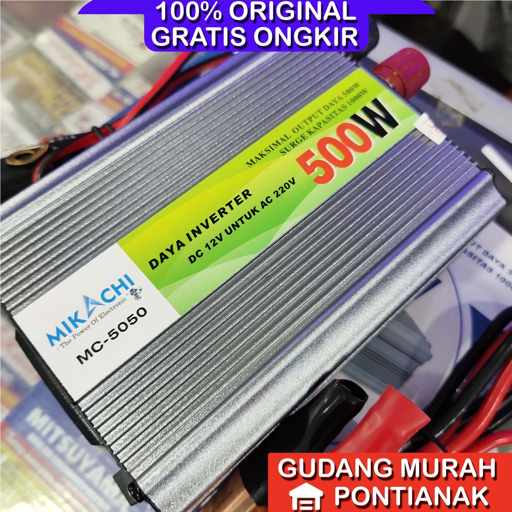 Power Inverter 500 watt 500w Mikachi DC to AC aki ke listrik pemerintah