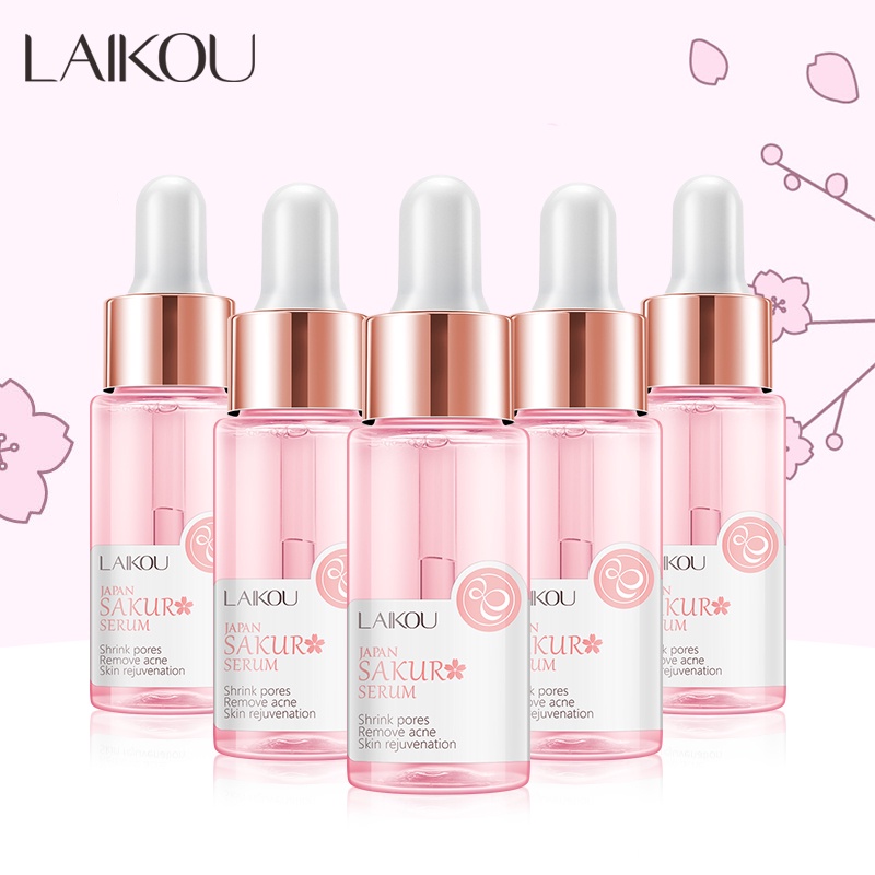 LAIKOU Sakura Serum Menghilangkan Bintik Gelap Esensial Memperbaiki Memutihkan Perawatan Kulit 5 pcs