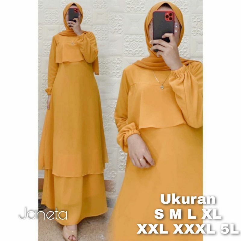 Premium Series JANETA DRESS Gamis Ceruty Babydoll Polos Big Size Ukuran Size S M L XL 2XL 3XL 4XL XXL XXXL  XXXXL 2L 3L 4L 5L  Dress Wanita Jumbo Gamis Big Size Baju Korea Over Size