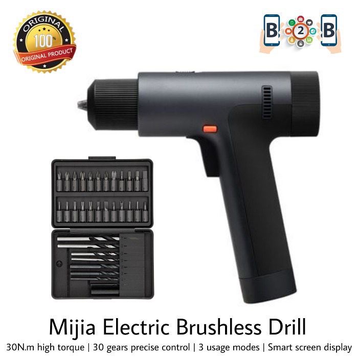 Electric Drill Brushless with Display Bor Tangan Portable - 24 Screw Head