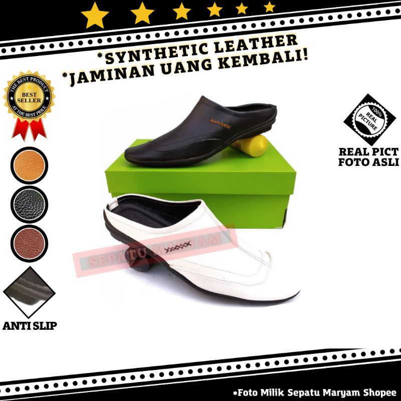 Sepatu Sandal Pria Sendal Bustong Habib Santri Selop Putih Murah