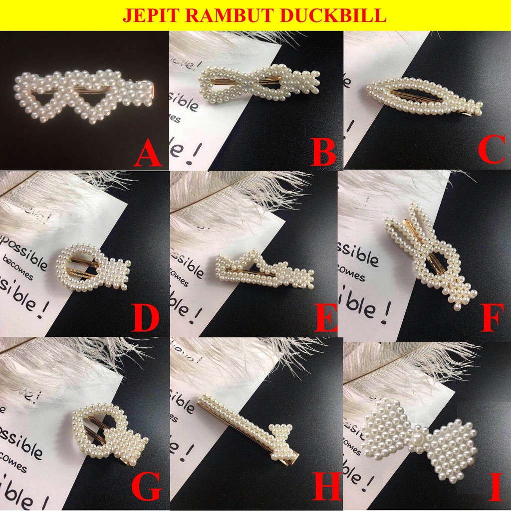 RSB Fasion Jepit Rambut Hairclip Model Dengan Mutiara Gaya Korea Untuk Wanita Hairpin Duckbill Bobby