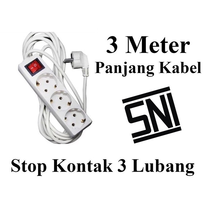 BEAUTY JAYA - [ COD ] - STOP KONTAK + KABEL 2/3/4/5 LUBANG 1.5/3/5 METER LUBAH BER-SNI