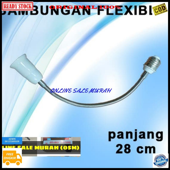 G387 Sambungan lampu hias belajar penerang spiral Fitting Holder Connector Extention pemanjang soket Bohlam Ulir Lamp Downlight led bohlam fleksible G387   Panjang 28cm  BISA SEGALA JENIS LAMPU DAN RUMAH LAMPU E27  Kegunaan : 1. Agar cahaya LED l