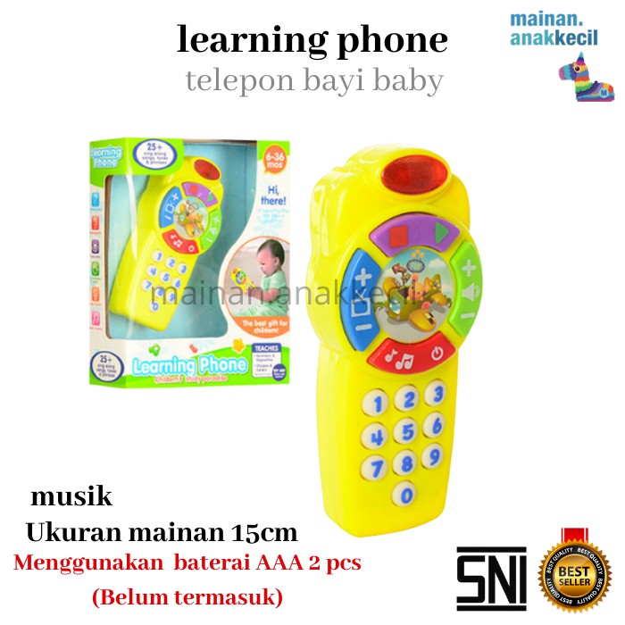 mainan edukatif bayi learning phone kuning telepon bayi baby