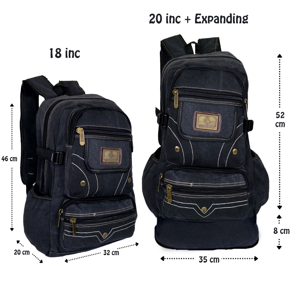 Polo Power Tas Ransel Kanvas Pria Backpack Casual Import Tas Punggung Pria Trendy Tas Polo Original