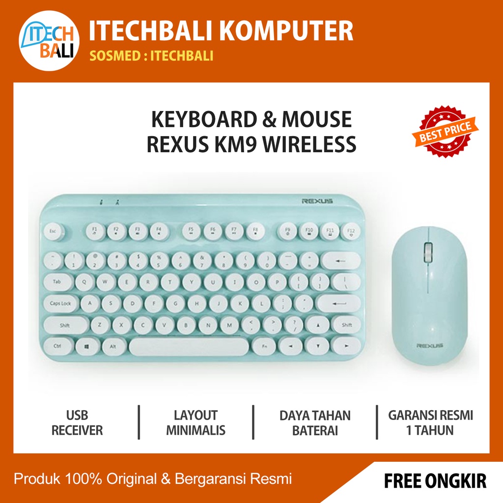 Keyboard &amp; Mouse REXUS KM9 Combo Wireless -Pink | ITECHBALI