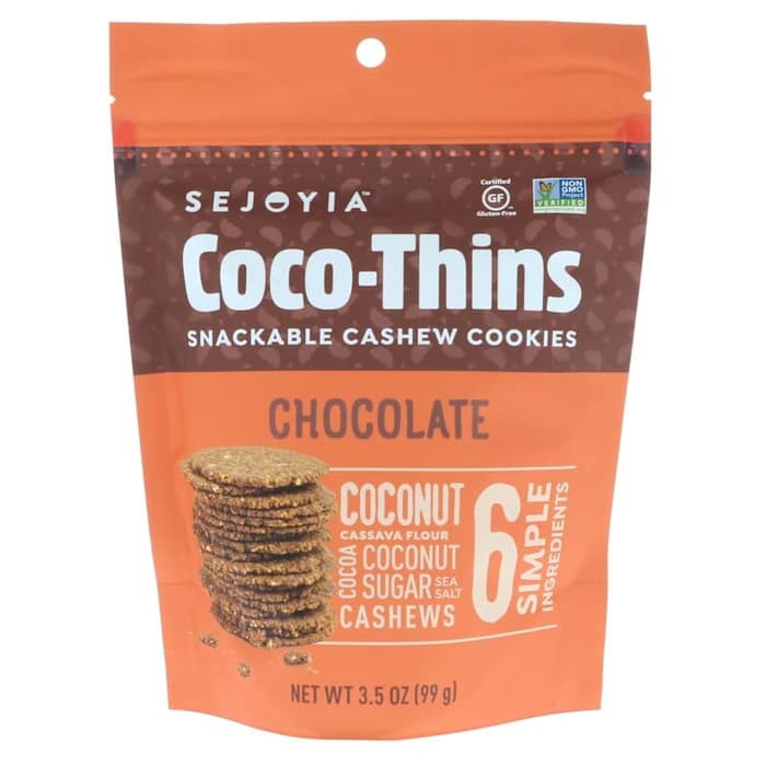 

Sejoyia Foods Coco-Thins Snackable Cashew Cookies Chocolate 99g /Snack