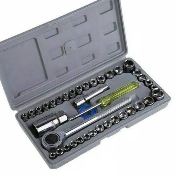 ❋ Kunci Shock 40Pcs Toolkit Ratchet Toolkit Set Alat Bengkel Kunci shok Kunci Sok Kunci shok Terbaik