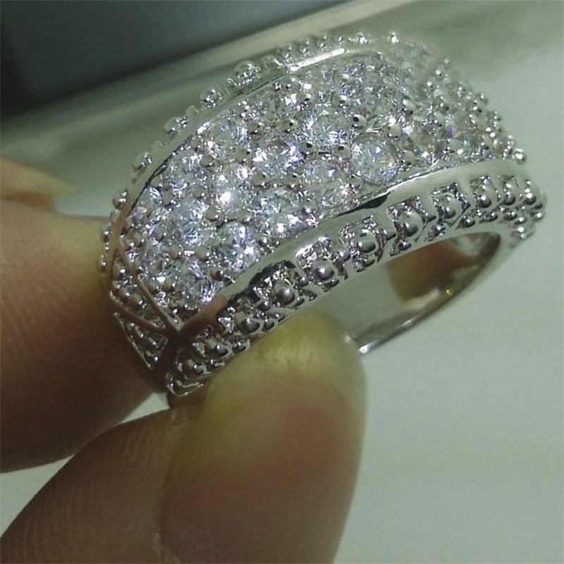 Fancyqube Cincin Cubic Zirconia Warna Putih Model Simple Untuk Wanita