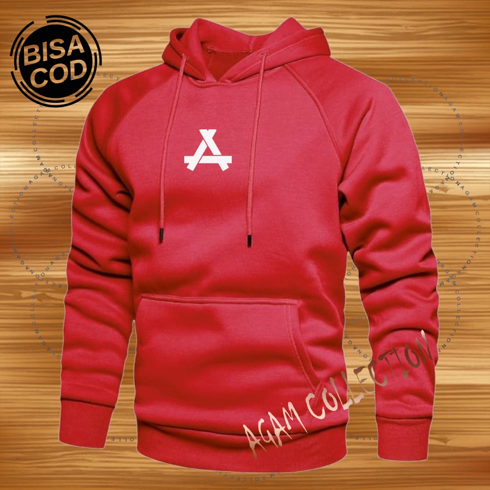 Agam collection Sweater Hoodie Distro App Premium Text Putih Atasan Pria Wanita Big Size