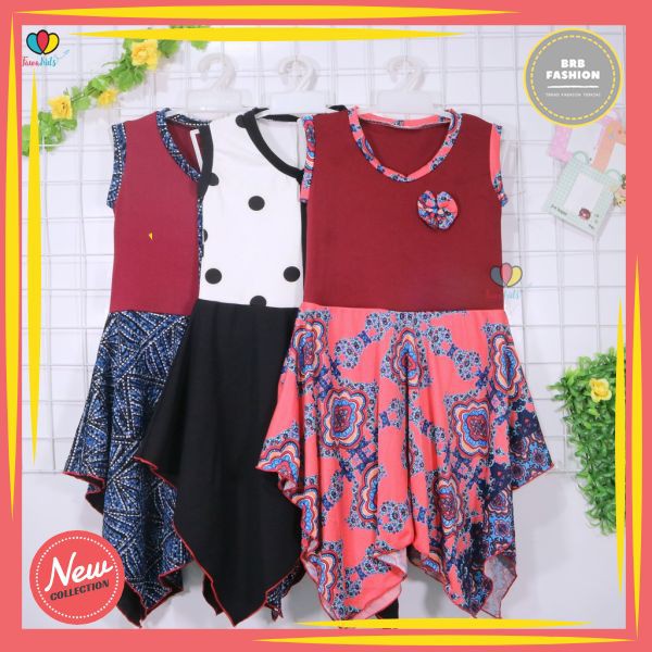 Dress Alona PREMIUM uk 5-6 Tahun / Dres Yukensi Baju Anak Perempuan
