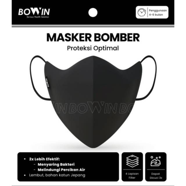 Bowin masker bomber organic KN95 - 2x anti bakteri dan percikan droplet cegah virus Corona anti debu