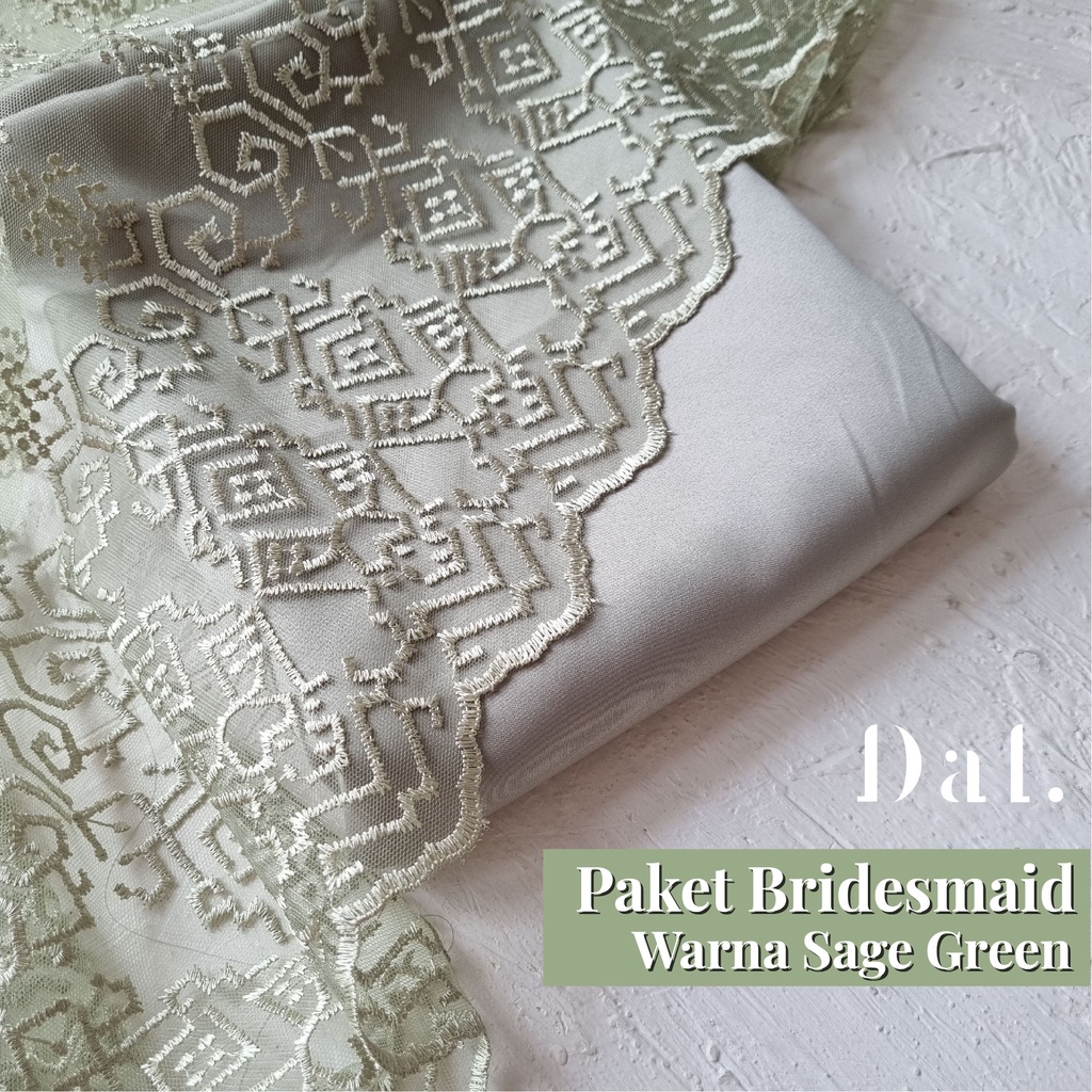 Paket Kain Bridesmaid Seragam Premium Lamaran Keluarga Lengkap Satin Kebaya Brokat Warna Sage Green