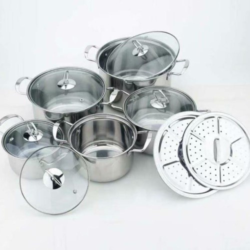 BMW Panci set steamer 5 pcs / high pot panci kukus tutup kaca